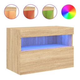 Berkfield Durable Tv Wall Cabinet With Led Lights Sonoma Oak 60X30X40 Cm - thumbnail 1