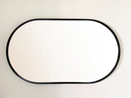 Downton Interiors Black Modern Metal Frame Oval Wall Mirror - 70Cm - Part Of The Soho Range - thumbnail 2