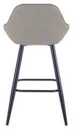 Lamboro Velluto Velvet Kitchen Bar Stool, Powder-Coated Black Fixed Legs With Footrest, Velvet Padded Seat, Backrest & Armrest, Grey - thumbnail 5