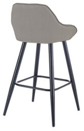 Lamboro Velluto Velvet Kitchen Bar Stool, Powder-Coated Black Fixed Legs With Footrest, Velvet Padded Seat, Backrest & Armrest, Grey - thumbnail 8