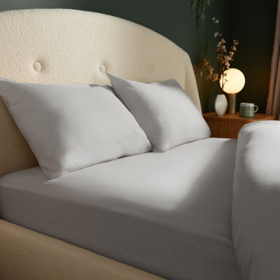 Silentnight Brushed Cotton Fitted Sheet - Silver - image 1