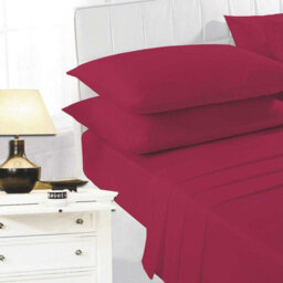 K Collection Percale Percale Fitted Sheet Red (Single)