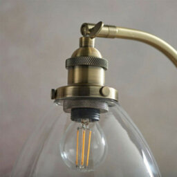 2 Pack Industrial Curved Table Lamp Antique Brass & Glass Modern Bedside Light - thumbnail 3