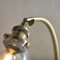 2 Pack Industrial Curved Table Lamp Antique Brass & Glass Modern Bedside Light - thumbnail 4