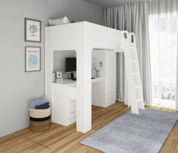 Flintshire Furniture Eden High Sleeper Bed In White With Desk And Storage - thumbnail 3