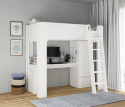 Flintshire Furniture Eden High Sleeper Bed In White With Desk And Storage - thumbnail 2