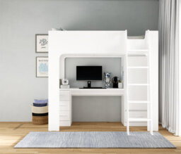 Flintshire Furniture Eden High Sleeper Bed In White With Desk And Storage - thumbnail 1