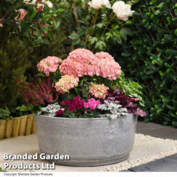 Garden Gear Caesar Marble Effect Bowl Planter 34.5Cm Diameter For Garden Outdoor Patio Grey Small (X2) - thumbnail 1