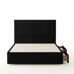 "Adore Designs Portland Plush Velvet Divan Bed, 50"" Headboard - 6Ft Super King - Black - 0 Drawers" - thumbnail 2