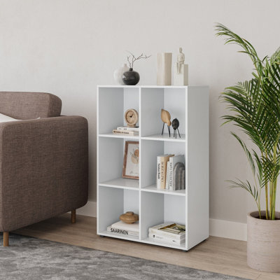 Urbn-Living Urbnliving 91Cm Height 6Cube White Wooden Bookcase Shelving Display Storage Unit - image 1