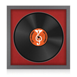 "16X16"" Dark Grey Modern Vinyl Record Frame With Crimson Mount For 12 Inch Lp Disc - Ak Frames"