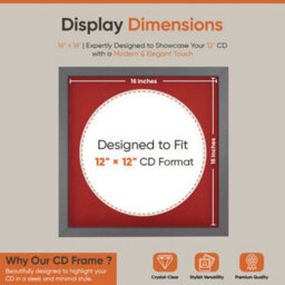 "16X16"" Dark Grey Modern Vinyl Record Frame With Crimson Mount For 12 Inch Lp Disc - Ak Frames" - thumbnail 2