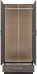 Seconique Nevada 2 Door 1 Drawer Wardrobe Black Wood Grain Effect - thumbnail 2