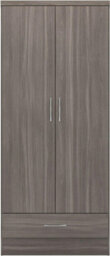 Seconique Nevada 2 Door 1 Drawer Wardrobe Black Wood Grain Effect - thumbnail 7
