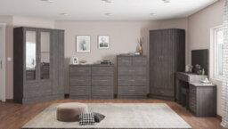 Seconique Nevada 2 Door 1 Drawer Wardrobe Black Wood Grain Effect - thumbnail 8
