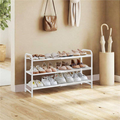 Yaheetech White 3-Tier Freestanding Expandable Iron Mesh Wire Shoe Rack For Entryway Hallway - image 1
