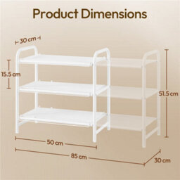 Yaheetech White 3-Tier Freestanding Expandable Iron Mesh Wire Shoe Rack For Entryway Hallway - thumbnail 3