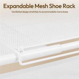 Yaheetech White 3-Tier Freestanding Expandable Iron Mesh Wire Shoe Rack For Entryway Hallway - thumbnail 5