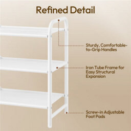Yaheetech White 3-Tier Freestanding Expandable Iron Mesh Wire Shoe Rack For Entryway Hallway - thumbnail 4