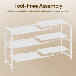 Yaheetech White 3-Tier Freestanding Expandable Iron Mesh Wire Shoe Rack For Entryway Hallway - thumbnail 6