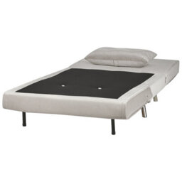 Beliani Single Sofa Bed, Light Grey Velvet, Fold-Out Single Sleeper With Cushion, Modern Design - thumbnail 6