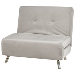Beliani Single Sofa Bed, Light Grey Velvet, Fold-Out Single Sleeper With Cushion, Modern Design - thumbnail 3