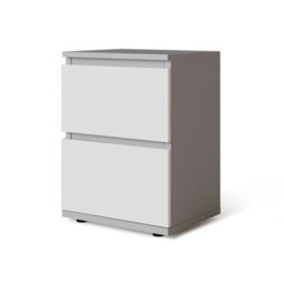 Urbn-Living Urbnliving Height 49Cm 2 Drawer Wooden Bedroom Bedside Cabinet Colour Grey Carcass And White Drawers No Handle Nightstand - thumbnail 1