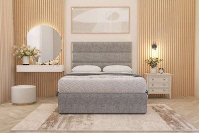 Somnior Beds Somnior Chambery Grey Tweed Hybrid Pocket Sprung Orthopaedic Divan Bed Set With Upholstered Headboard - image 1