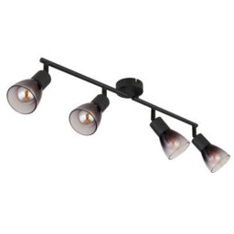 Luminosa Lighting Luminosa Satella Ceiling Spotlight Bar Matt Black Smoke Glass Shade 4X E14 - thumbnail 2