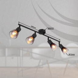 Luminosa Lighting Luminosa Satella Ceiling Spotlight Bar Matt Black Smoke Glass Shade 4X E14 - thumbnail 6
