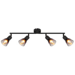 Luminosa Lighting Luminosa Satella Ceiling Spotlight Bar Matt Black Smoke Glass Shade 4X E14 - thumbnail 3