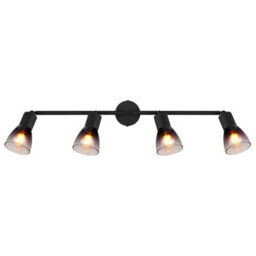 Luminosa Lighting Luminosa Satella Ceiling Spotlight Bar Matt Black Smoke Glass Shade 4X E14 - thumbnail 4