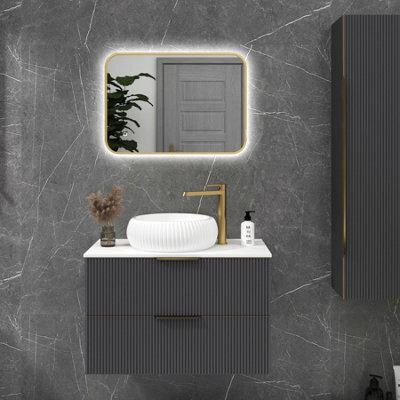 Royal Bathrooms Luton 500 X 700mm Bathroom Mirror Dimmable Led Anti-Fog Ip44 Rated Illuminated Backlit Touch Vanity Mirror - Brass - image 1