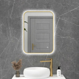 Royal Bathrooms Luton 500 X 700mm Bathroom Mirror Dimmable Led Anti-Fog Ip44 Rated Illuminated Backlit Touch Vanity Mirror - Brass - thumbnail 4