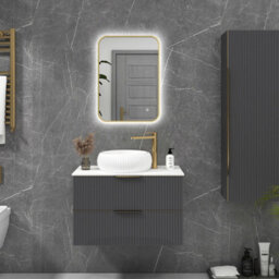 Royal Bathrooms Luton 500 X 700mm Bathroom Mirror Dimmable Led Anti-Fog Ip44 Rated Illuminated Backlit Touch Vanity Mirror - Brass - thumbnail 3