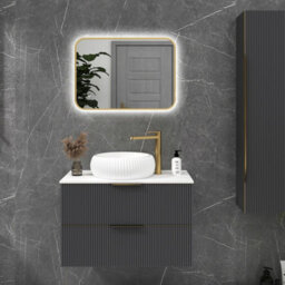 Royal Bathrooms Luton 500 X 700mm Bathroom Mirror Dimmable Led Anti-Fog Ip44 Rated Illuminated Backlit Touch Vanity Mirror - Brass