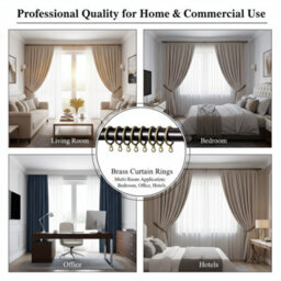 Homeelabador 45mm Extra Large Brass Colour Pole Curtain Rings With Eyelet - Pack Of 48 - thumbnail 7