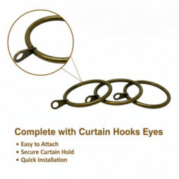 Homeelabador 45mm Extra Large Brass Colour Pole Curtain Rings With Eyelet - Pack Of 48 - thumbnail 4
