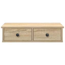 Berkfield Durable Wall Shelf With Drawers Sonoma Oak 60X25X15 Cm Engineered Wood - thumbnail 4