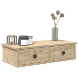 Berkfield Durable Wall Shelf With Drawers Sonoma Oak 60X25X15 Cm Engineered Wood - thumbnail 2