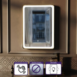 Nes Home Bathroom Led Mirror Demister Touch Sensor 500 X 700mm Brushed Brass - thumbnail 2