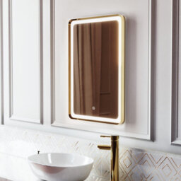 Nes Home Bathroom Led Mirror Demister Touch Sensor 500 X 700mm Brushed Brass - thumbnail 3