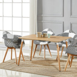Life Interiors Set Of 6 Black/white Patchwork Fabric Dining Chairs With Wooden Legs, Modern Accent Chair - thumbnail 8