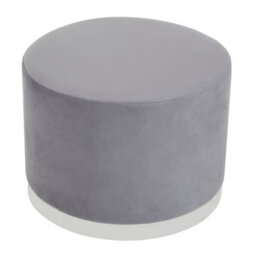 Premier Housewares Interiors By Premier Grey And Silver Round Footstool, Velvet Ottoman Footstool With Silver Base, Pouffe Footstool For Home - thumbnail 2
