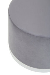 Premier Housewares Interiors By Premier Grey And Silver Round Footstool, Velvet Ottoman Footstool With Silver Base, Pouffe Footstool For Home - thumbnail 3