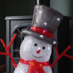Samuel Alexander 55Cm Light Up Acrylic Christmas Snowman With Top Hat & Scarf With White Leds - thumbnail 5