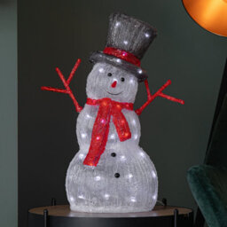 Samuel Alexander 55Cm Light Up Acrylic Christmas Snowman With Top Hat & Scarf With White Leds - thumbnail 4