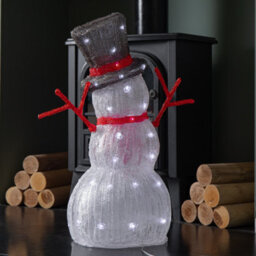 Samuel Alexander 55Cm Light Up Acrylic Christmas Snowman With Top Hat & Scarf With White Leds - thumbnail 7
