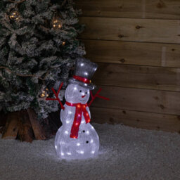 Samuel Alexander 55Cm Light Up Acrylic Christmas Snowman With Top Hat & Scarf With White Leds - thumbnail 2