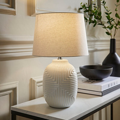 Valuelights Harrison Taper Lamp Shade White Geometric Ribbed Pattern Gloss Medium Table Lamp - image 1